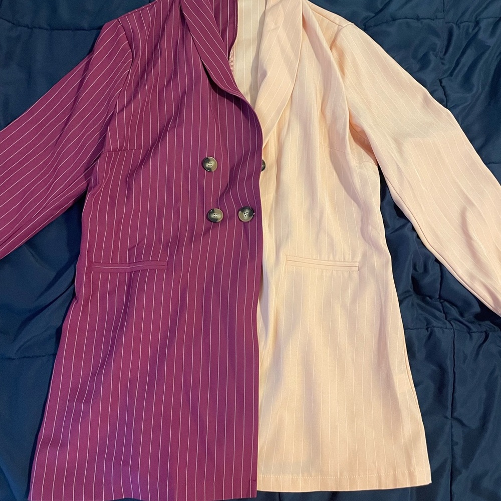 SHEIN Dual-Tone Purple and Cream Blazer